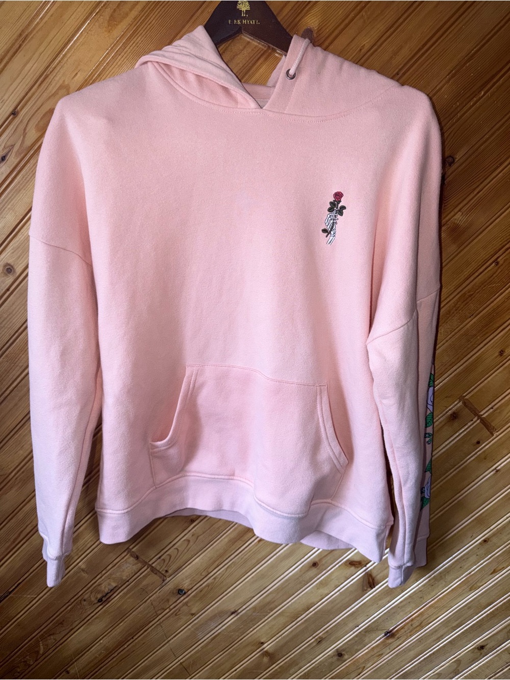 Empyre Women's Hoodie Sweater skull hand w Rose Embroidery